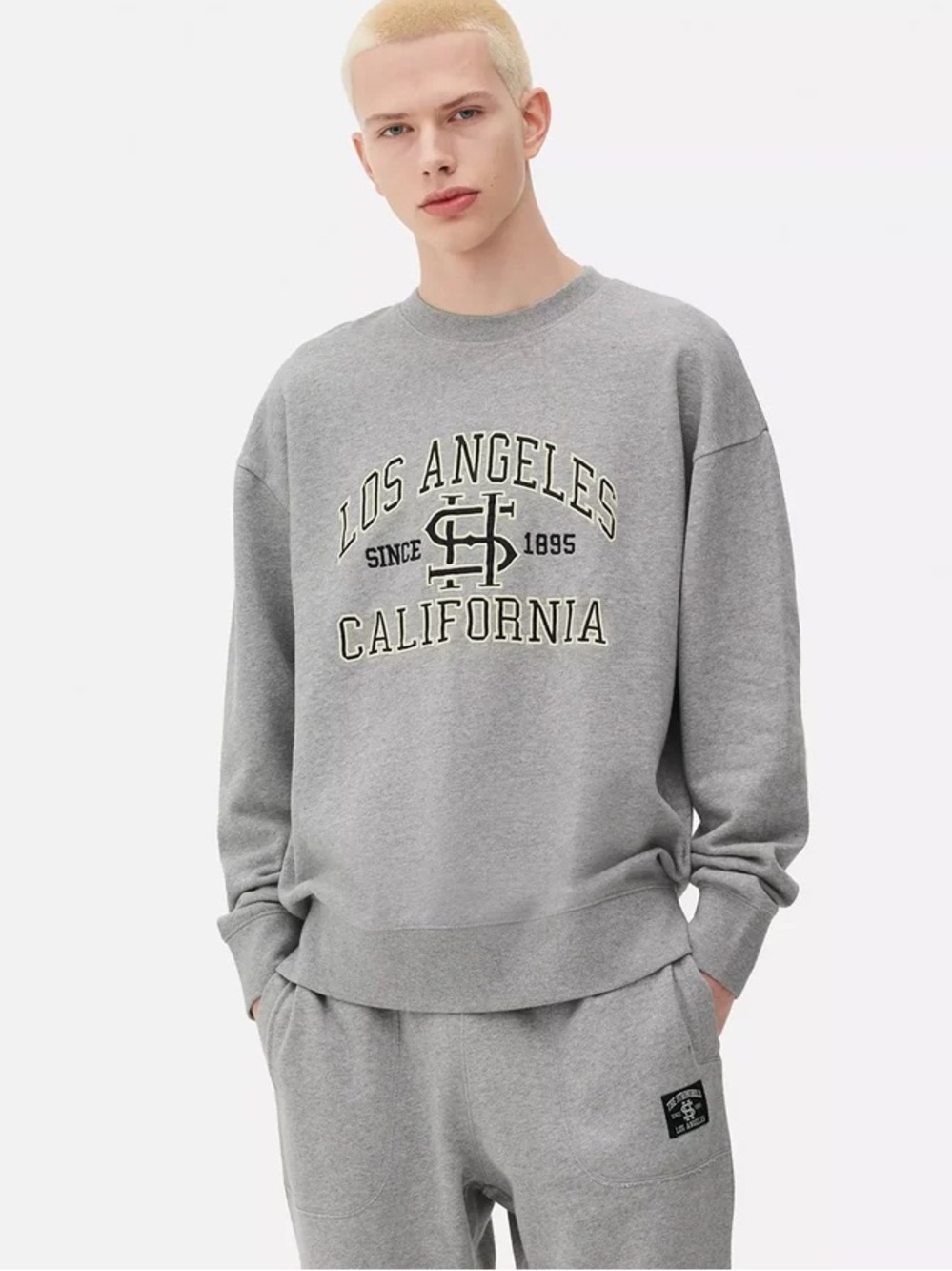 The Stronghold Los Angeles CA Cotton Crewneck Embroidered Sweatshirt, Grey – M